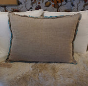 Elitis French Linen Cushion - Turquoise / Natural