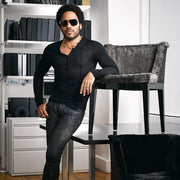 Lenny Kravitz with Kartell chair Mademoiselle